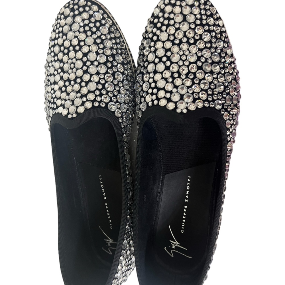Giuseppe Zanotti Fancy Crystal Loafers with Black & Silver Embellishment Size 8 - Picture 10 of 17